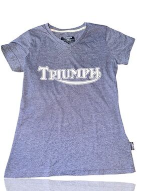 Triumph Heather Blue V-Neck Logo Tee